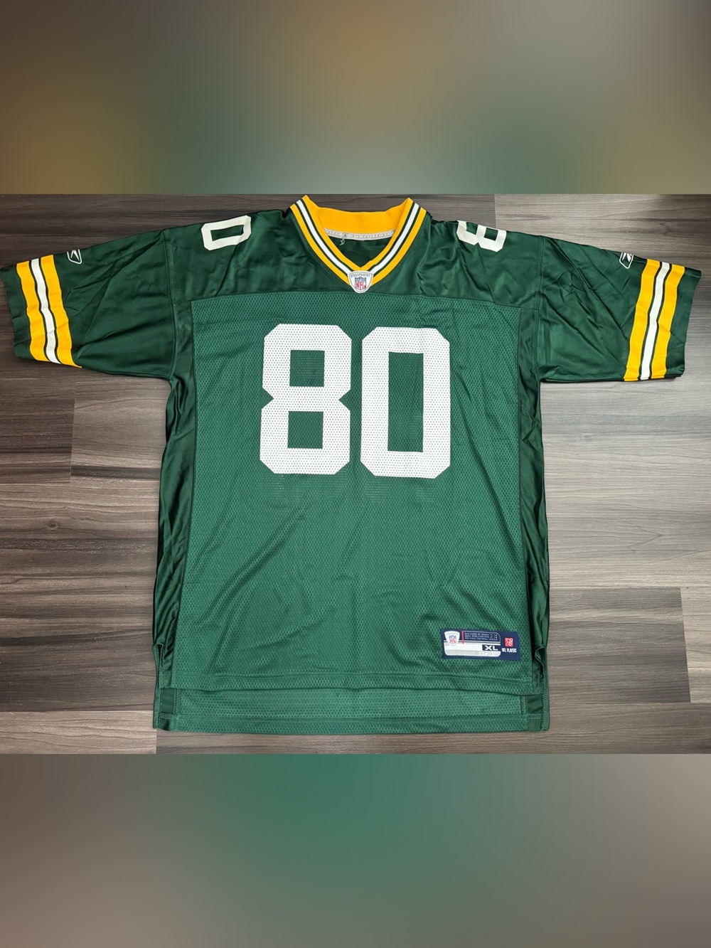 Reebok Green Bay Packers Donald Driver #80 NFL On Field Game Home Jersey Men XL